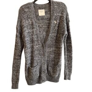 Abercrombie Fitch Marled Grey Knit Button Front Cardigan Sweater Womens M L